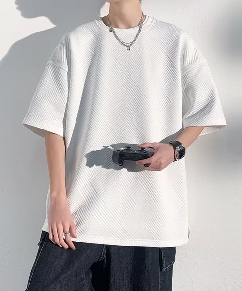 NEW GENTLEMAN(ニュージェントルマン)の「テトリスジャガード オーバーサイズT(Tシャツ/カットソー・メンズ・ホワイト/ブラック/グレー・M/L/XL)」の19枚目の写真