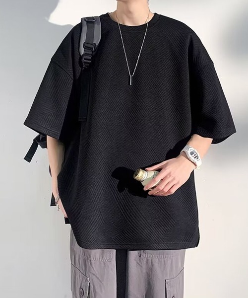 NEW GENTLEMAN(ニュージェントルマン)の「テトリスジャガード オーバーサイズT(Tシャツ/カットソー・メンズ・ホワイト/ブラック/グレー・M/L/XL)」の17枚目の写真