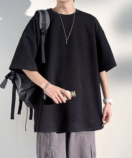 NEW GENTLEMAN(ニュージェントルマン)の「テトリスジャガード オーバーサイズT(Tシャツ/カットソー・メンズ・ホワイト/ブラック/グレー・M/L/XL)」の16枚目の写真