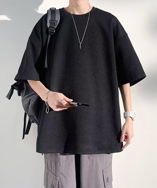 NEW GENTLEMAN(ニュージェントルマン)の「テトリスジャガード オーバーサイズT(Tシャツ/カットソー・メンズ・ホワイト/ブラック/グレー・M/L/XL)」の15枚目の写真