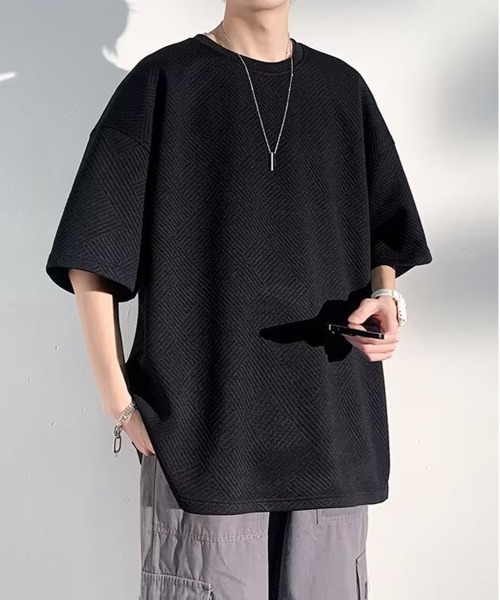 NEW GENTLEMAN(ニュージェントルマン)の「テトリスジャガード オーバーサイズT(Tシャツ/カットソー・メンズ・ホワイト/ブラック/グレー・M/L/XL)」の13枚目の写真