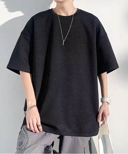 NEW GENTLEMAN(ニュージェントルマン)の「テトリスジャガード オーバーサイズT(Tシャツ/カットソー・メンズ・ホワイト/ブラック/グレー・M/L/XL)」の11枚目の写真