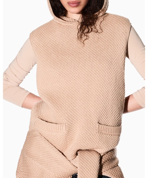 ARMANI EXCHANGE(アルマーニエクスチェンジ)の「【A|X アルマーニ エクスチェンジ】フーデッドノースリーブニットトップス(ニット/セーター・レディース・ベージュ・X-LARGE/X-SMALL/LARGE/MEDIUM/SMALL)」の5枚目の写真