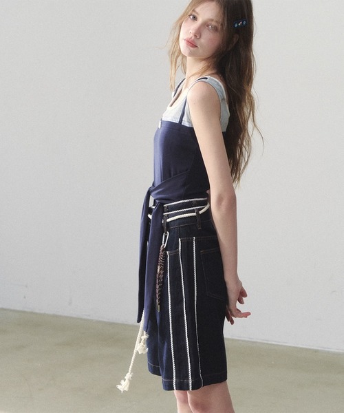 SunsetPark(サンセットパーク)の「ダブルウエスト レースデザインハーフパンツ SP25s076【SunsetPark】(デニムパンツ・レディース・ブルー/ライトブルー・L/M/S)」の12枚目の写真