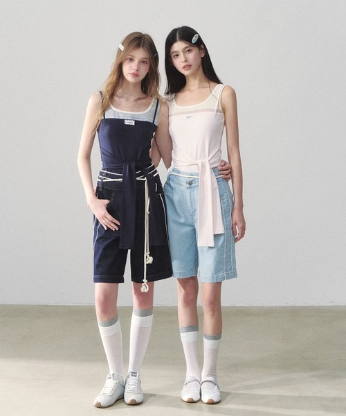 SunsetPark(サンセットパーク)の「ダブルウエスト レースデザインハーフパンツ SP25s076【SunsetPark】(デニムパンツ・レディース・ブルー/ライトブルー・L/M/S)」の20枚目の写真