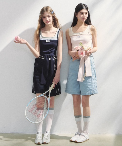 SunsetPark(サンセットパーク)の「ダブルウエスト レースデザインハーフパンツ SP25s076【SunsetPark】(デニムパンツ・レディース・ブルー/ライトブルー・L/M/S)」の5枚目の写真