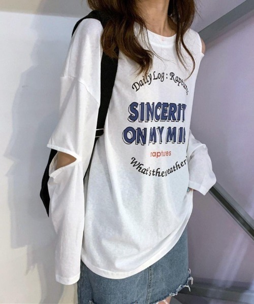 maison de LATIR(メゾンドラティール)の「ほどよい抜け感とこなれ感の大人カジュアルシャツ(Tシャツ/カットソー・レディース・ホワイト/ブラウン・FREE)」の3枚目の写真