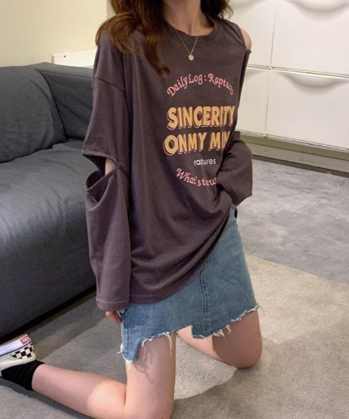 maison de LATIR(メゾンドラティール)の「ほどよい抜け感とこなれ感の大人カジュアルシャツ(Tシャツ/カットソー・レディース・ホワイト/ブラウン・FREE)」の8枚目の写真
