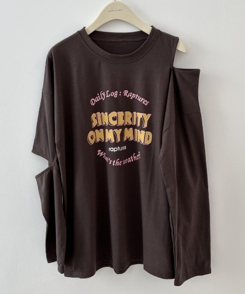 maison de LATIR(メゾンドラティール)の「ほどよい抜け感とこなれ感の大人カジュアルシャツ(Tシャツ/カットソー・レディース・ホワイト/ブラウン・FREE)」の9枚目の写真