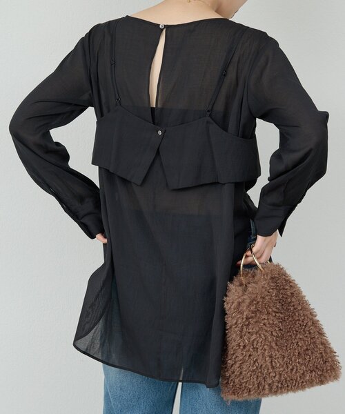 新品タグ付　ガリャルダガランテ　ビスチェレイヤードシャツ　今期　ブラック　F GALLARDAGALANTE（ガリャルダガランテ） 【ガリャルダガランテ