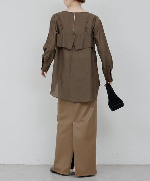 GALLARDAGALANTE（ガリャルダガランテ）の「ビスチェレイヤードシャツ（シャツ/ブラウス・レディース・ベージュ/ブラウン/ブラック/チャコールグレー/ピンク・FREE）」の7枚目の写真