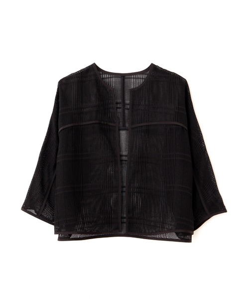 ADORE レノクロスチェックジャケット ノーカラー　ブラック　38 レノクロスチェックジャケット（ノーカラージャケット）｜ADORE