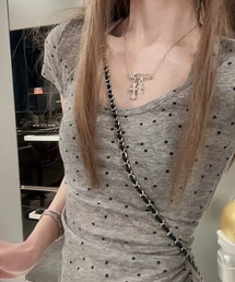 HALEY PESCA/シースルー ドット柄半袖トップス