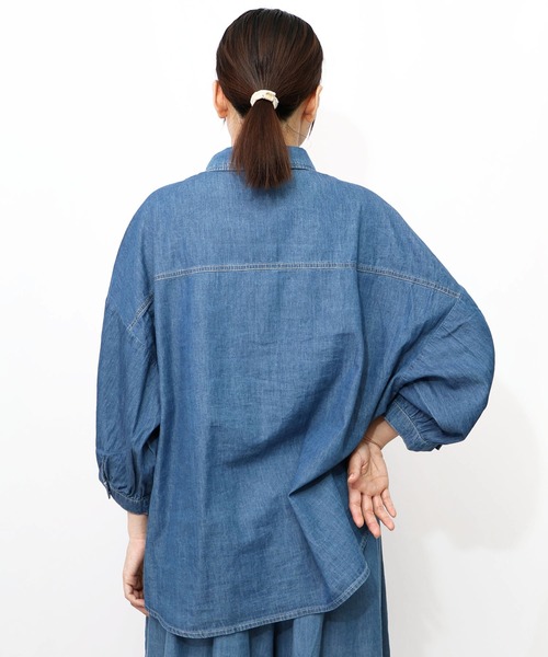 ScoLar（スカラー）の「151704-1：刺繍デニムシャツ（Tシャツ/カットソー・レディース・ブラック/ブルー・M/L）」の12枚目の写真