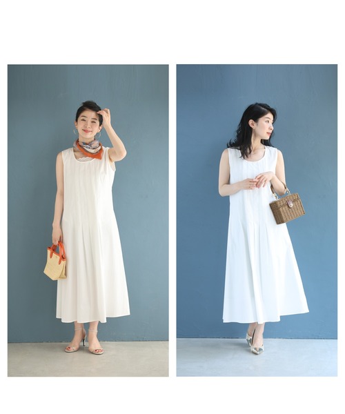 cawaii(カワイイ)の「スッキリシルエットのセンタータックミディアムワンピース(ワンピース・レディース・ホワイト/グレー・FREE)」の14枚目の写真