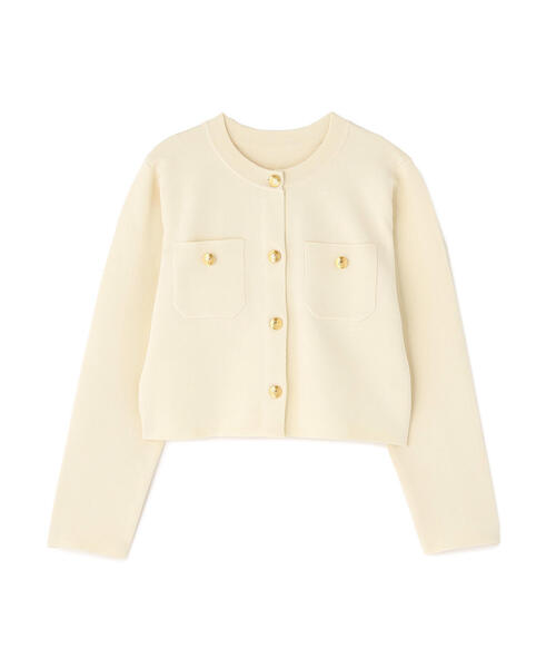 NATURAL BEAUTY BASIC（ナチュラルビューティーベーシック）の「◇エンブレムボタンニットジャケット（カーディガン/ボレロ・レディース・ブルー/ネイビー/イエロー/オフホワイト/キャメル・FREE）」の6枚目の写真
