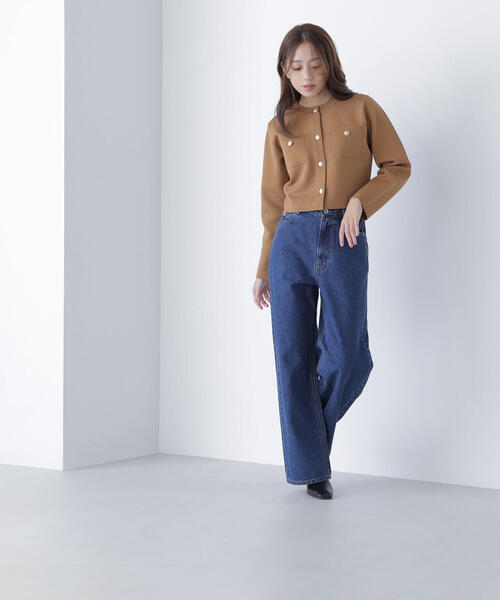 NATURAL BEAUTY BASIC（ナチュラルビューティーベーシック）の「◇エンブレムボタンニットジャケット（カーディガン/ボレロ・レディース・ブルー/ネイビー/イエロー/オフホワイト/キャメル・FREE）」の22枚目の写真