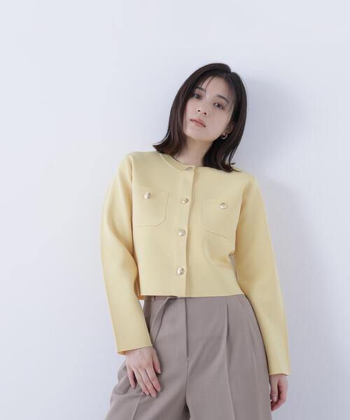 NATURAL BEAUTY BASICエンブレムボタンニットジャケット ナチュラルビューティーベーシック NATURAL BEAUTY BASIC