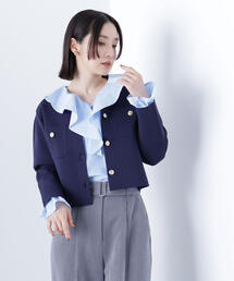 ◇エンブレムボタンニットジャケット