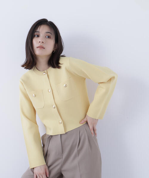 ◇エンブレムボタンニットジャケット（カーディガン/ボレロ）｜NATURAL