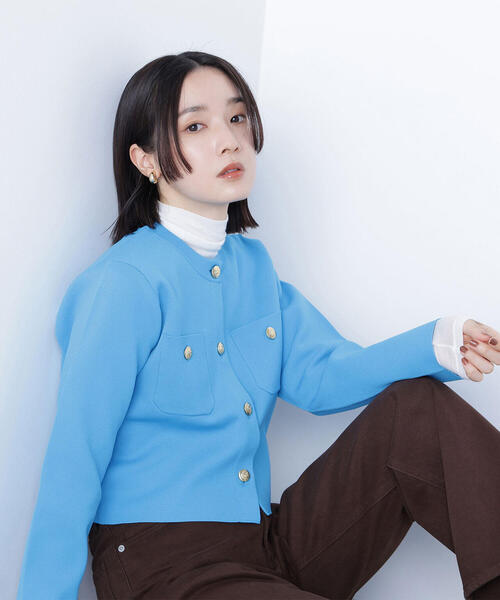 ナチュラルビューティーベーシック エンブレムボタンニットジャケット ◇エンブレムボタンニットジャケット（カーディガン/ボレロ