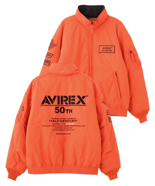 AVIREX（アヴィレックス）の「《50th Anniversary》NYLON STAND BLOUSON / 50周年 ナイロン スタンド ブルゾン / AVIREX / アヴィレックス（ブルゾン・メンズ・ネイビー/オレンジ/ブラック/セージグリーン・MEDIUM/LARGE/X-LARGE/XX-LARGE）」の4枚目の写真