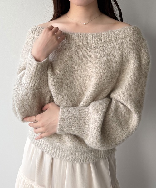 mipiarl(ミピアール)の「2WAYネックバックリボンニット(ニット/セーター・レディース・アイボリー/ライトグレー/チャコール・MEDIUM/LARGE)」の5枚目の写真