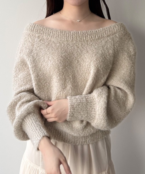 mipiarl(ミピアール)の「2WAYネックバックリボンニット(ニット/セーター・レディース・アイボリー/ライトグレー/チャコール・MEDIUM/LARGE)」の8枚目の写真