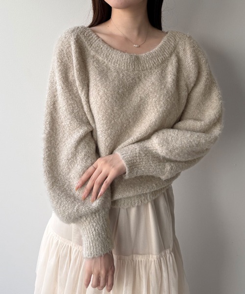 mipiarl(ミピアール)の「2WAYネックバックリボンニット(ニット/セーター・レディース・アイボリー/ライトグレー/チャコール・MEDIUM/LARGE)」の9枚目の写真