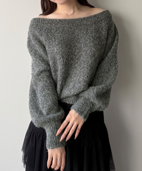 mipiarl(ミピアール)の「2WAYネックバックリボンニット(ニット/セーター・レディース・アイボリー/ライトグレー/チャコール・MEDIUM/LARGE)」の11枚目の写真