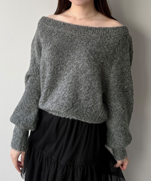 mipiarl(ミピアール)の「2WAYネックバックリボンニット(ニット/セーター・レディース・アイボリー/ライトグレー/チャコール・MEDIUM/LARGE)」の12枚目の写真