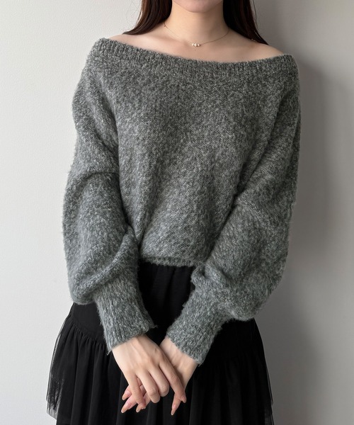 mipiarl(ミピアール)の「2WAYネックバックリボンニット(ニット/セーター・レディース・アイボリー/ライトグレー/チャコール・MEDIUM/LARGE)」の13枚目の写真