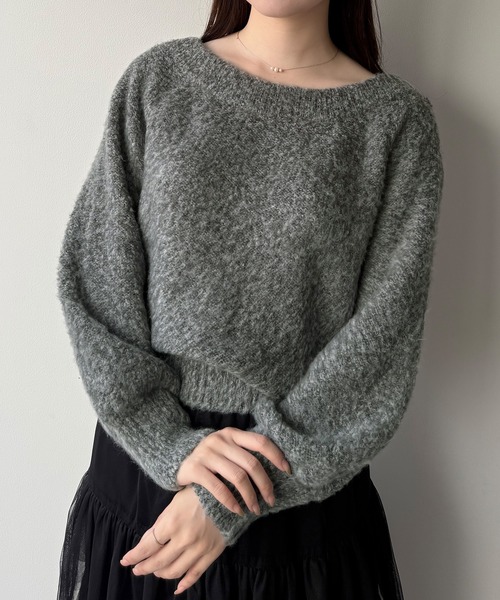 mipiarl(ミピアール)の「2WAYネックバックリボンニット(ニット/セーター・レディース・アイボリー/ライトグレー/チャコール・MEDIUM/LARGE)」の14枚目の写真
