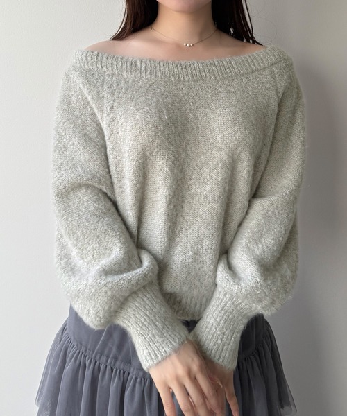 mipiarl(ミピアール)の「2WAYネックバックリボンニット(ニット/セーター・レディース・アイボリー/ライトグレー/チャコール・MEDIUM/LARGE)」の17枚目の写真