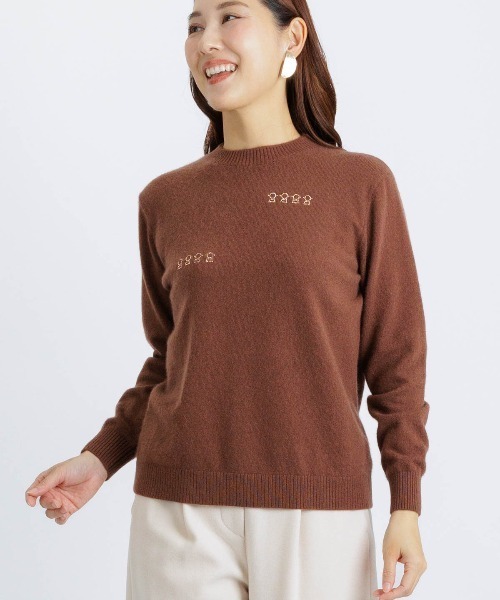 STUDIO PICONE(スタジオピッコーネ)の「カシミヤ100%ピコストーンニット(ニット/セーター・レディース・ブラウン/ピンク/ホワイト・M/L)」の11枚目の写真