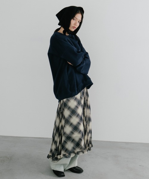 duei(デュイ)の「チェックフレアスカート(スカート・レディース・ブラック×ホワイト/ブルー・FREE)」の2枚目の写真