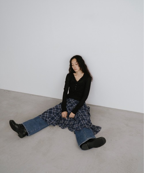 duei(デュイ)の「チェックフレアスカート(スカート・レディース・ブラック×ホワイト/ブルー・FREE)」の13枚目の写真