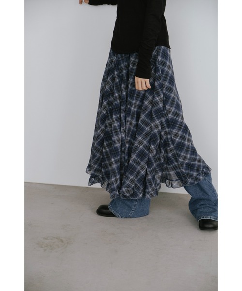 duei(デュイ)の「チェックフレアスカート(スカート・レディース・ブラック×ホワイト/ブルー・FREE)」の18枚目の写真