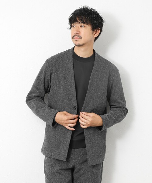 NOLLEY’S(ノーリーズ)の「《ビジカジ/セットアップ対応》【尾州】先染めウォッシャブルノーカラーカーディガンジャケット 25AW(ノーカラージャケット・メンズ・ブラック/グレー/ダークブラウン/ネイビー・M/L/S)」の20枚目の写真