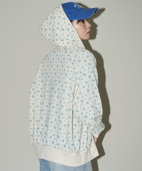 セール】JEMORGAN/ジェーイーモーガン ワッフル 花柄 ジップパーカー