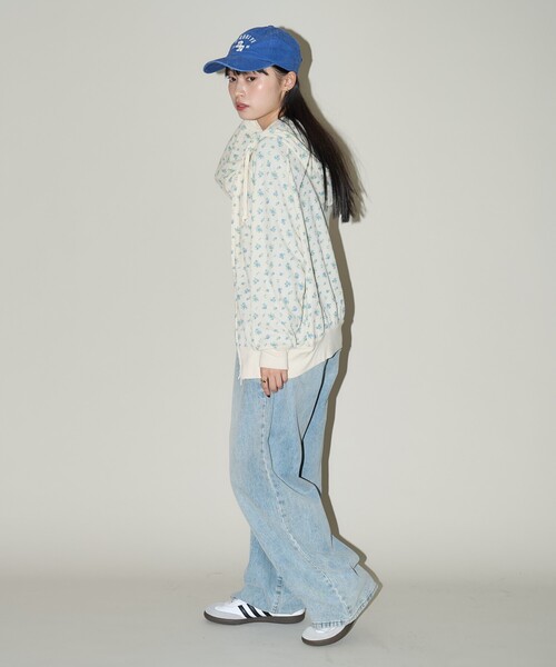 セール】JEMORGAN/ジェーイーモーガン ワッフル 花柄 ジップパーカー