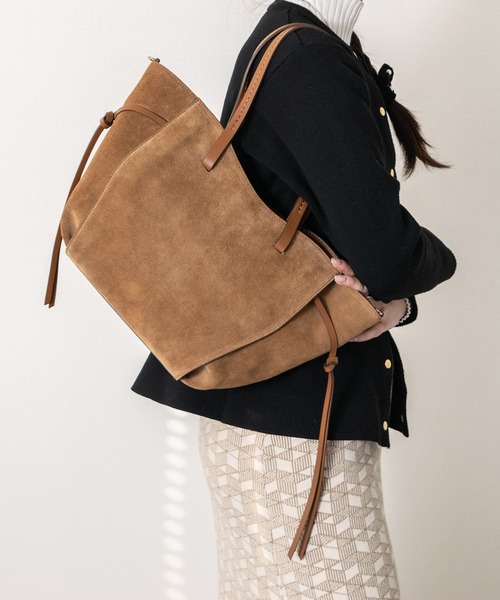 LORISTELLA(ロリステッラ)の「【LORISTELLA】レザーコンビトートバッグ(Q56469)(トートバッグ・レディース・グレー系その他/ブラウン系その他・ALL)」の2枚目の写真