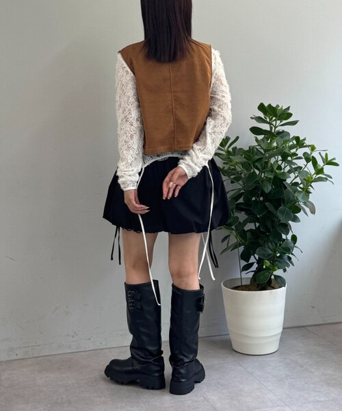 w closet（ダブルクローゼット）の「【25AW】レイヤードバルーンスカパン（スカート・レディース・オフホワイト/ブラック・FREE）」の14枚目の写真