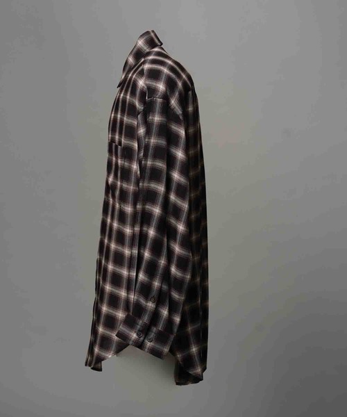 MAISON SPECIAL（メゾンスペシャル）の「《UNISEX》Prime-Over Ombre Check Regular Collar Shirt Coat/プライムオーバーオンブレチェックレギュラーカラーシャツコート【MAISON SPECIAL/メゾンスペシャル】（シャツ/ブラウス・メンズ・ブラウン/パープル・1/2/0）」の9枚目の写真