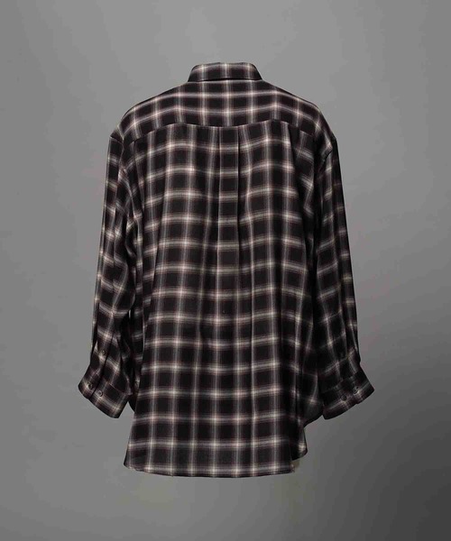 MAISON SPECIAL（メゾンスペシャル）の「《UNISEX》Prime-Over Ombre Check Regular Collar Shirt Coat/プライムオーバーオンブレチェックレギュラーカラーシャツコート【MAISON SPECIAL/メゾンスペシャル】（シャツ/ブラウス・メンズ・ブラウン/パープル・1/2/0）」の10枚目の写真