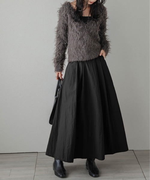 セール】タックデザイン ボリュームフレアスカート（スカート