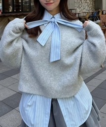 ニット/セーター（グレー/灰色系・オフショルダー）ファッション通販