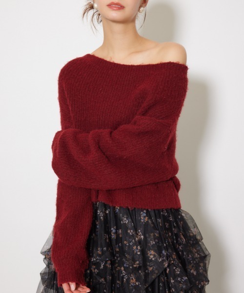 Deuxieme Classe Relaxオフショルダーニット ブラック Relax オフ