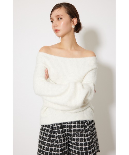 rienda(リエンダ)の「オフショルニットトップス 秋服 冬服(ニット/セーター・レディース・ホワイト/レッド/ピンク/グレー・FREE)」の15枚目の写真