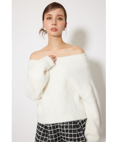 rienda(リエンダ)の「オフショルニットトップス 秋服 冬服(ニット/セーター・レディース・ホワイト/レッド/ピンク/グレー・FREE)」の16枚目の写真